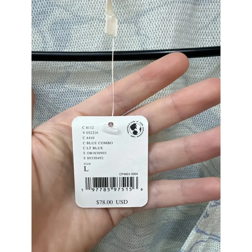 Free People Top Women's Size L Blue White Through The Meadow Floral Shirt New - Picture 4 of 5